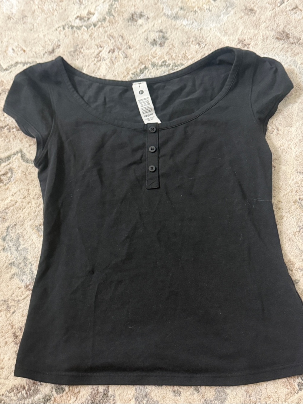 lululemon athletica Black Scoop-Neck Short Sleeve Top